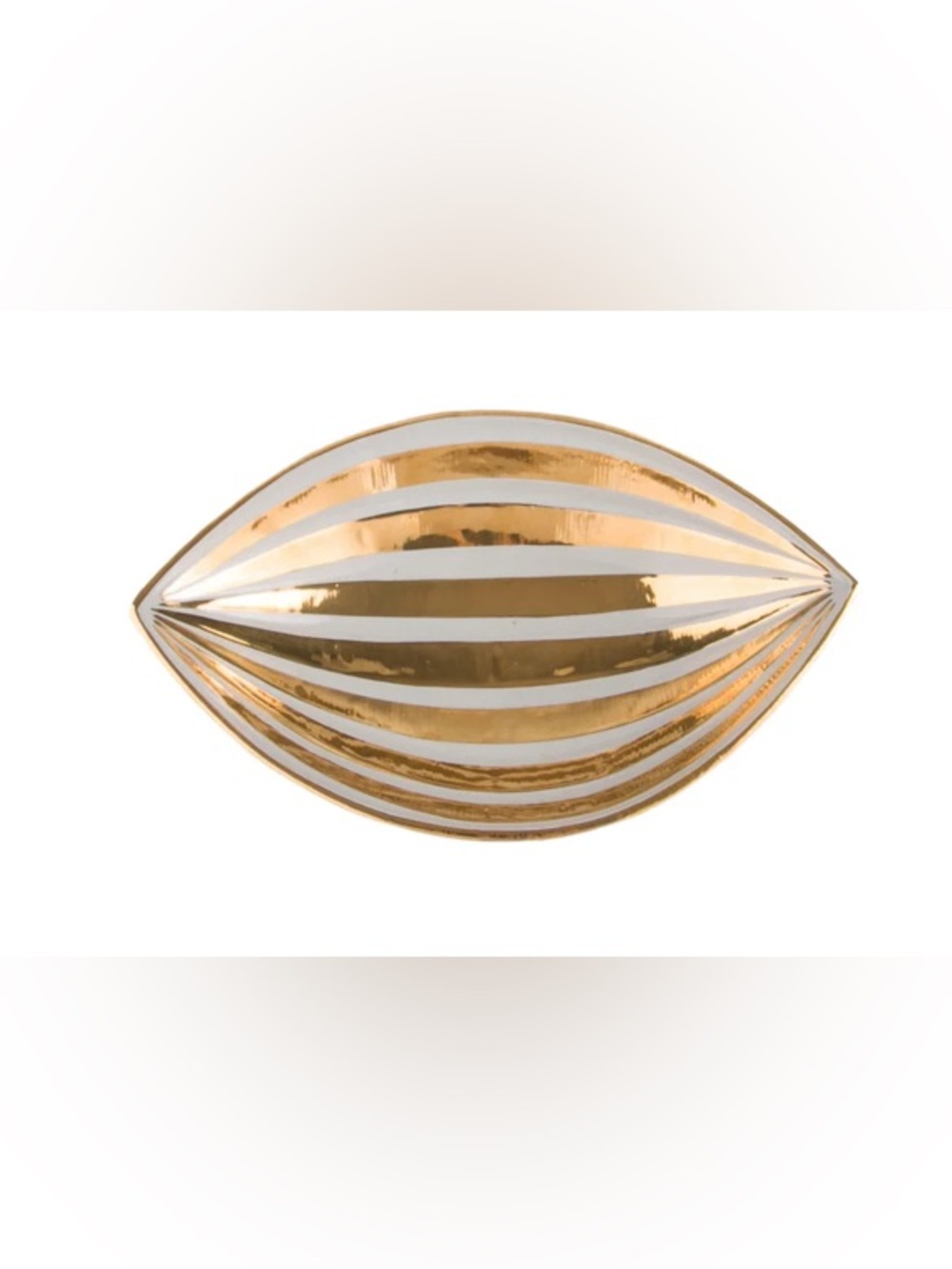 Jonathan Adler Fontana White and Gold Striped Leaf Bowl